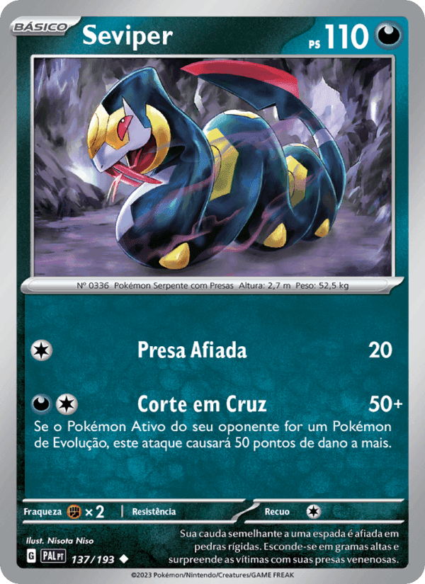 Seviper, carta 137 de Evoluções em Paldea
