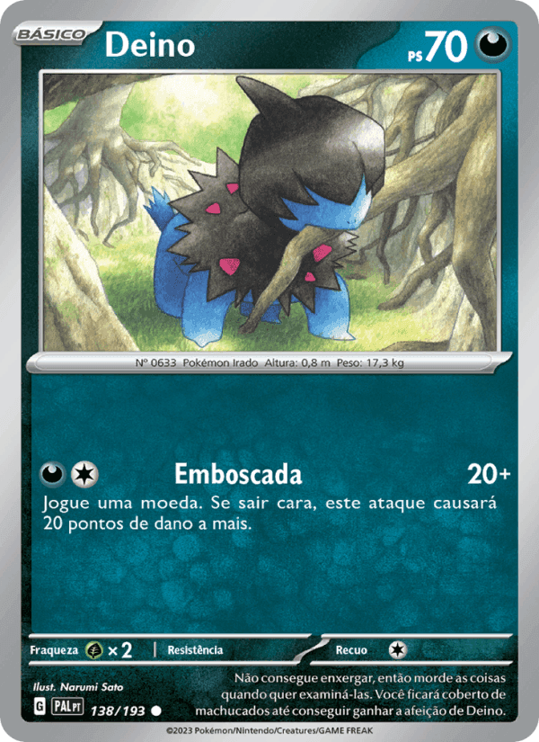 Deino, carta 138 de Evoluções em Paldea