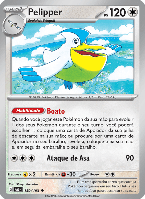 Pelipper, carta 159 de Evoluções em Paldea