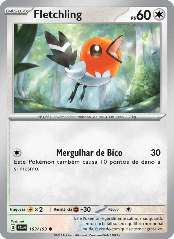 Fletchling, carta 163 de Evoluções em Paldea