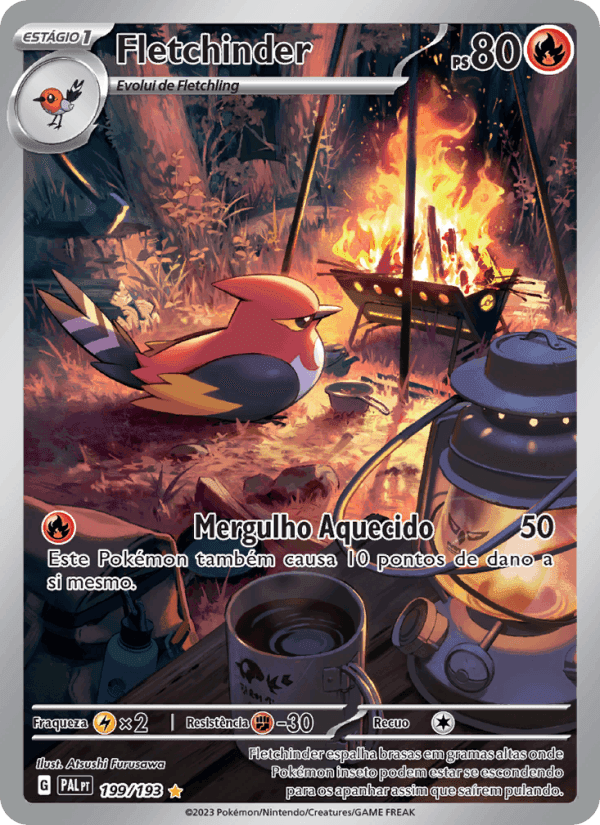 Fletchinder, carta 199 de Evoluções em Paldea