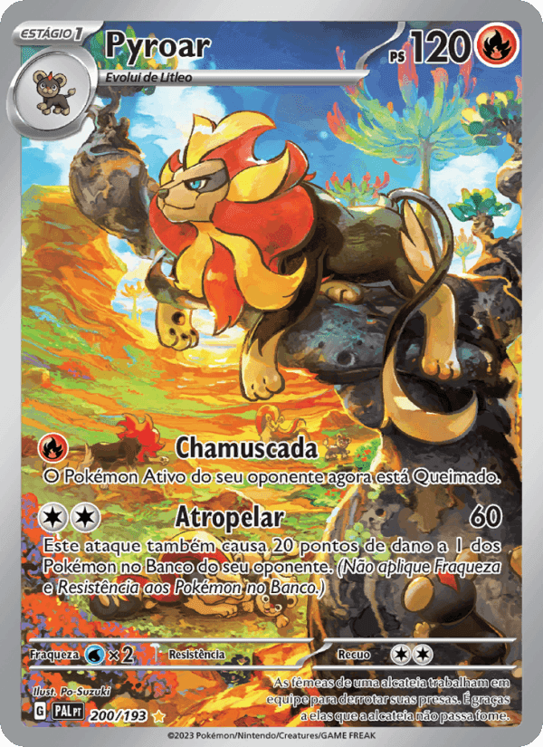 Pyroar, carta 200 di Evoluções em Paldea