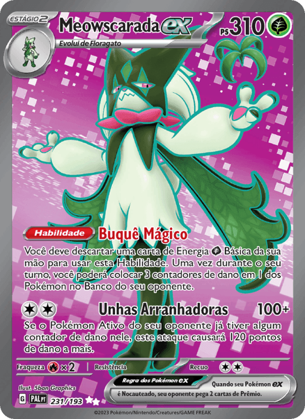 Meowscarada ex, carta 231 de Evoluções em Paldea
