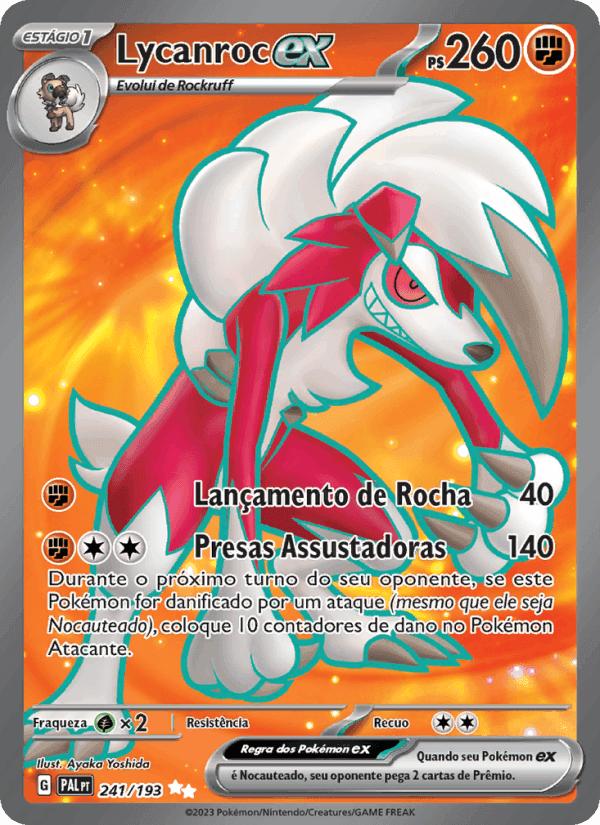 Lycanroc ex, carta 241 de Evoluções em Paldea