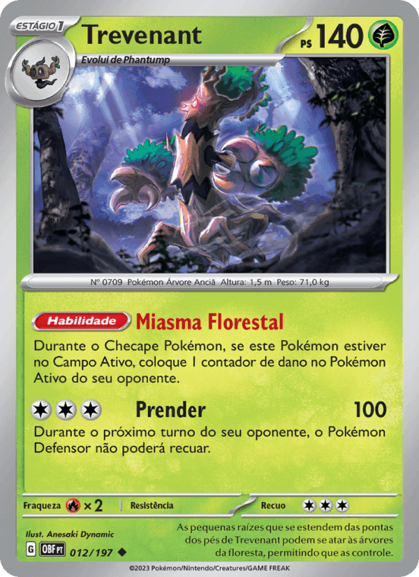 Trevenant, carta 012 de Obsidiana em Chamas