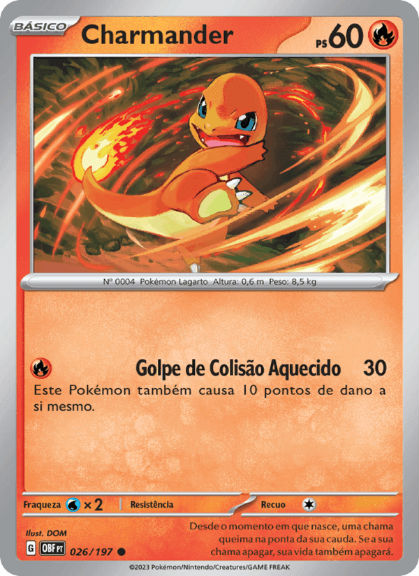 Charmander, carte 026 de Obsidiana em Chamas