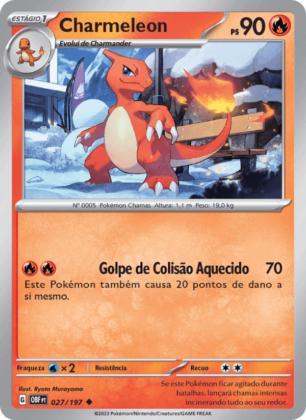 Charmeleon, carta 027 de Obsidiana em Chamas