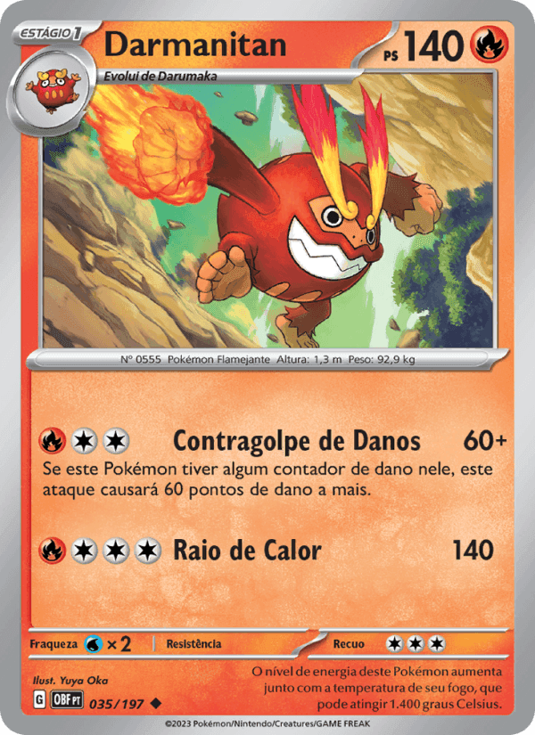 Darmanitan, carta 035 de Obsidiana em Chamas