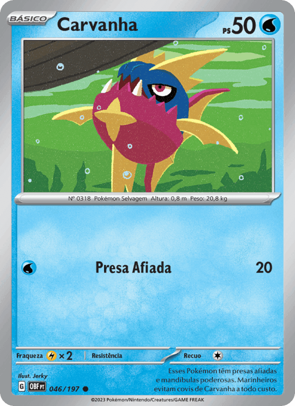 Carvanha, card 046 from Obsidiana em Chamas