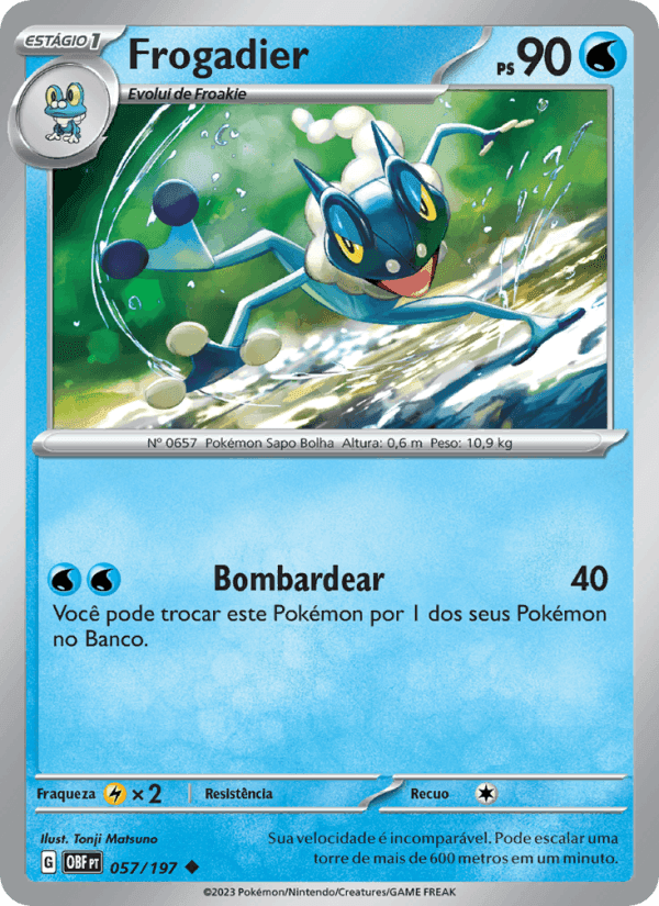 Frogadier, card 057 from Obsidiana em Chamas