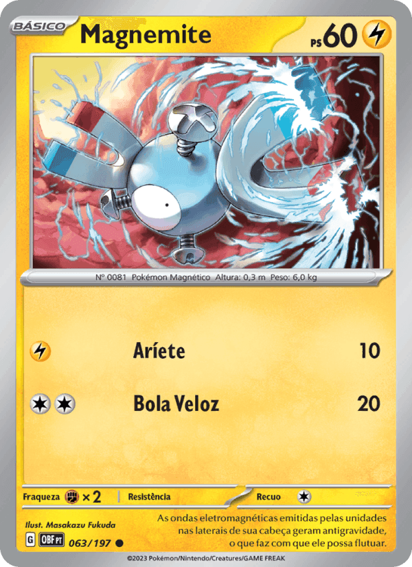 Magnemite, card 063 from Obsidiana em Chamas
