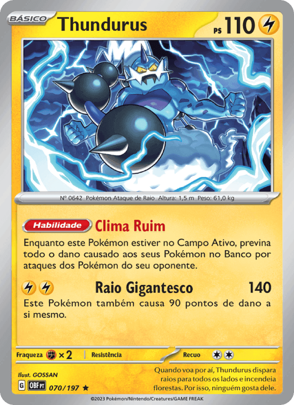 Thundurus, carta 070 de Obsidiana em Chamas