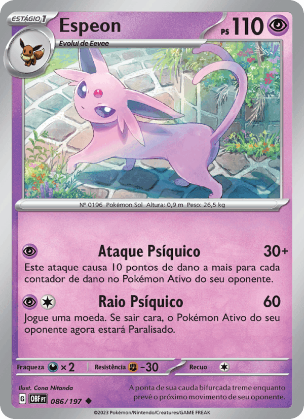 Espeon, card 086 from Obsidiana em Chamas