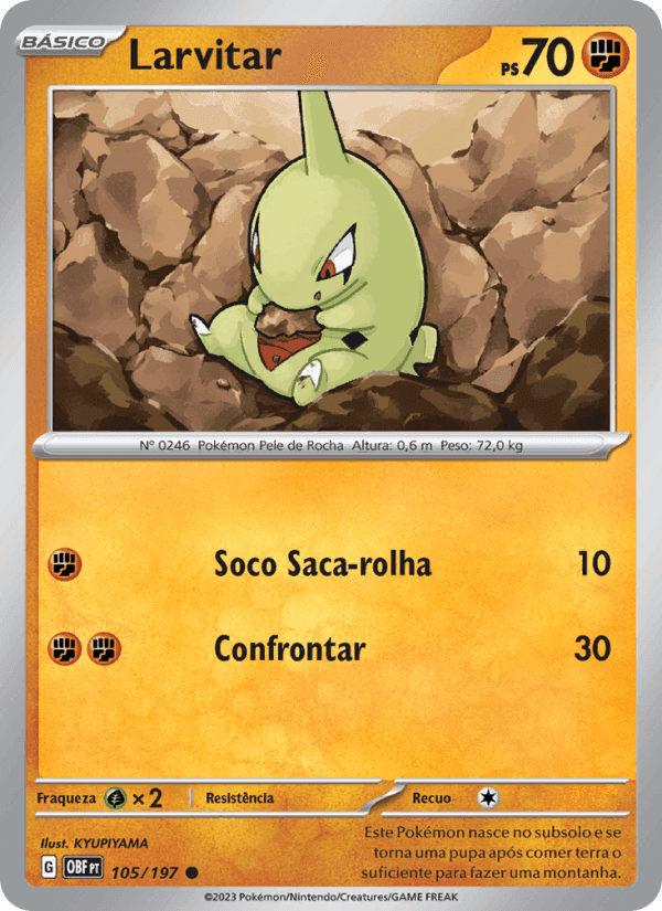 Larvitar, carta 105 di Obsidiana em Chamas