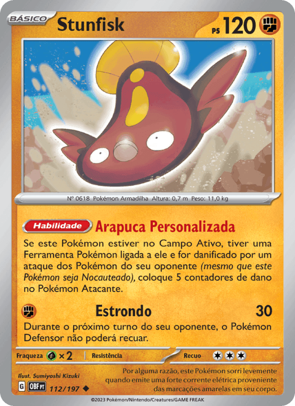 Stunfisk, carta 112 de Obsidiana em Chamas