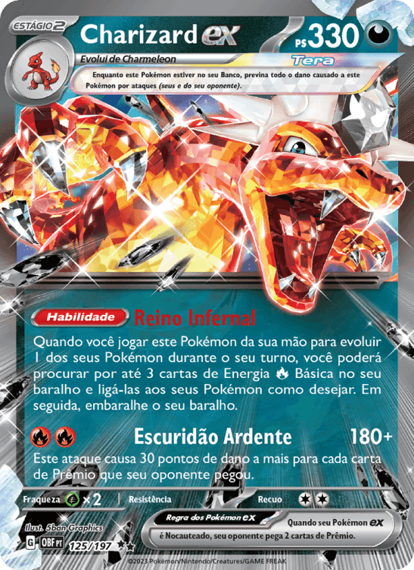Charizard ex, card 125 from Obsidiana em Chamas