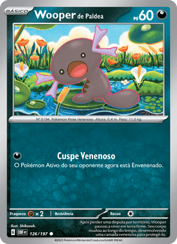 Wooper de Paldea, carta 126 de Obsidiana em Chamas