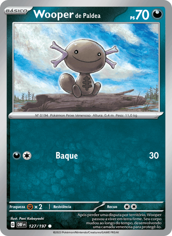 Wooper de Paldea, card 127 from Obsidiana em Chamas