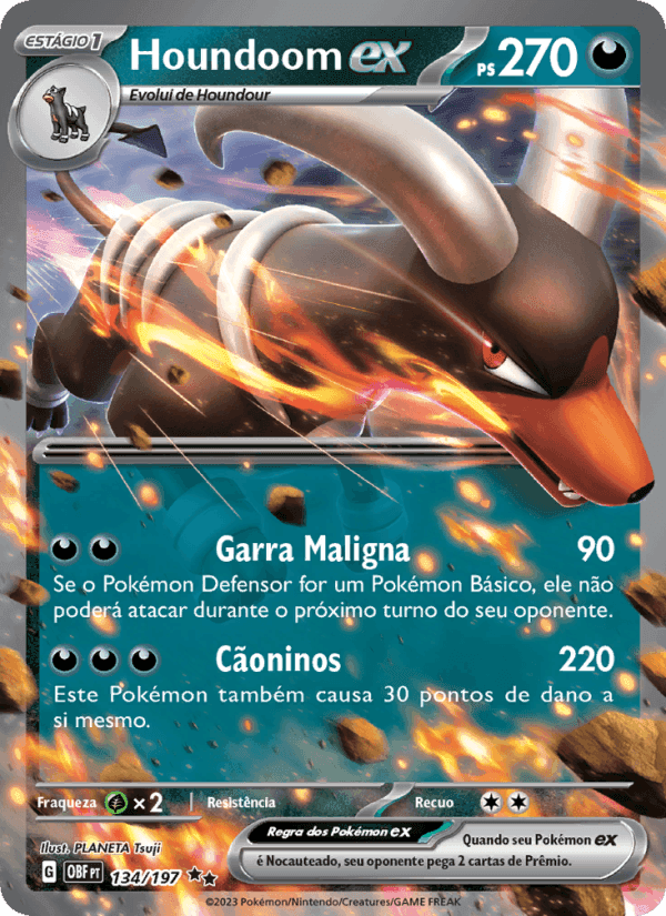 Houndoom ex, carta 134 de Obsidiana em Chamas