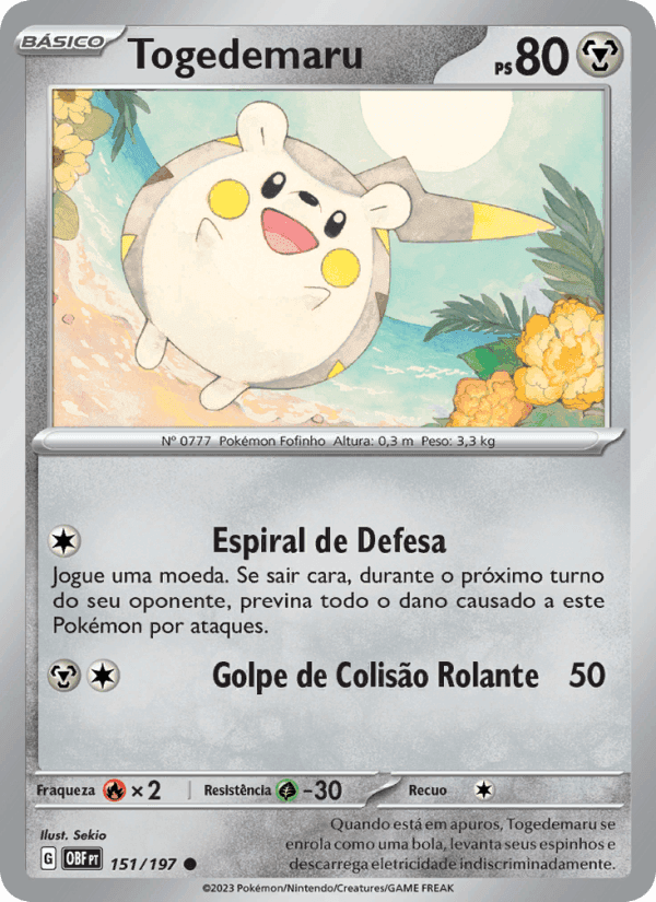 Togedemaru, card 151 from Obsidiana em Chamas