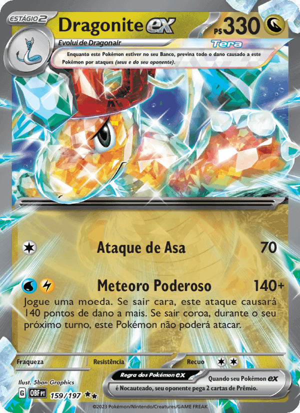 Dragonite ex, carta 159 de Obsidiana em Chamas