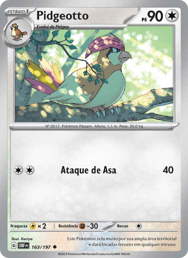 Pidgeotto, carte 163 de Obsidiana em Chamas