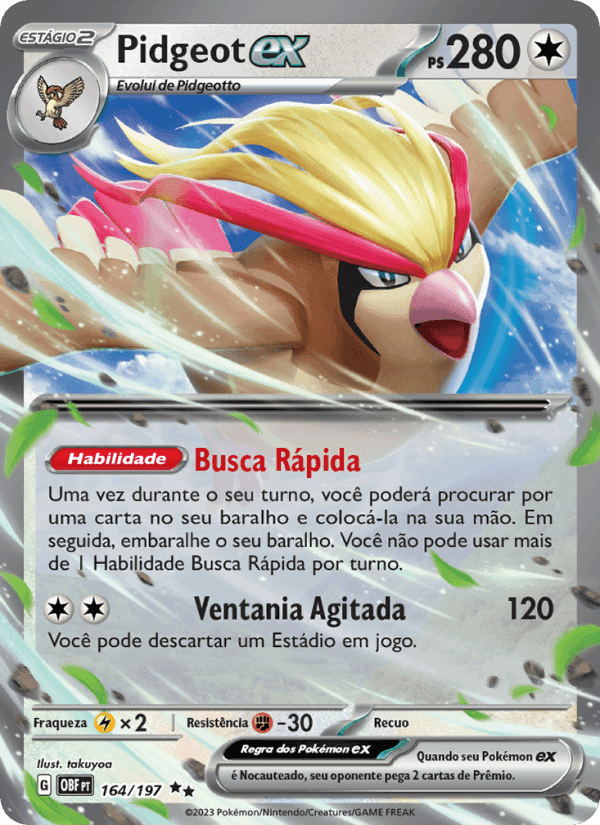 Pidgeot ex, carta 164 de Obsidiana em Chamas