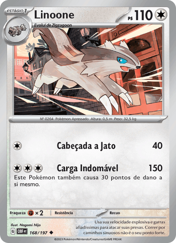Linoone, carta 168 de Obsidiana em Chamas