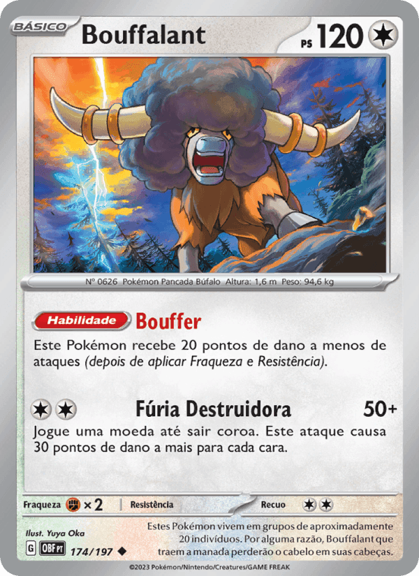 Bouffalant, card 174 from Obsidiana em Chamas