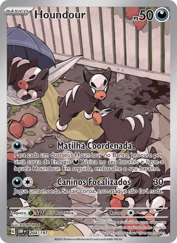 Houndour, carte 204 de Obsidiana em Chamas