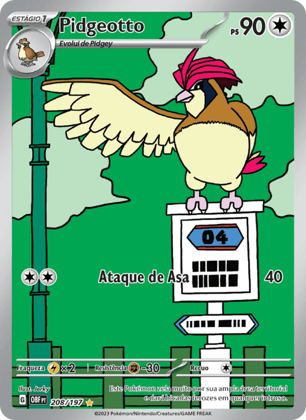 Pidgeotto, carta 208 de Obsidiana em Chamas