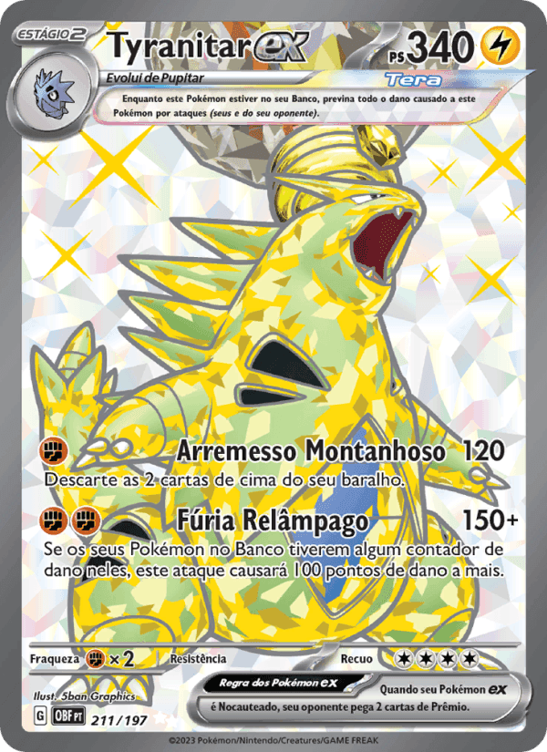 Tyranitar ex, carta 211 de Obsidiana em Chamas