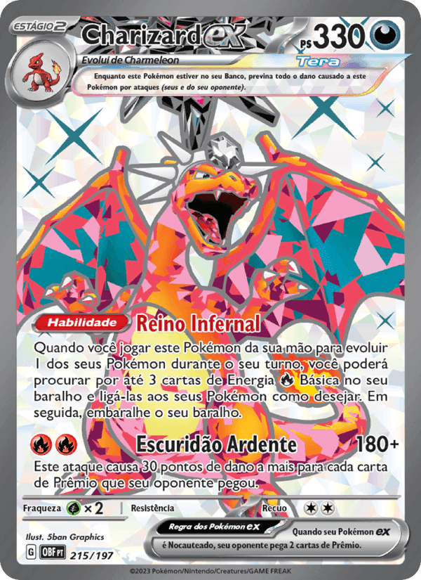 Charizard ex, carta 215 de Obsidiana em Chamas