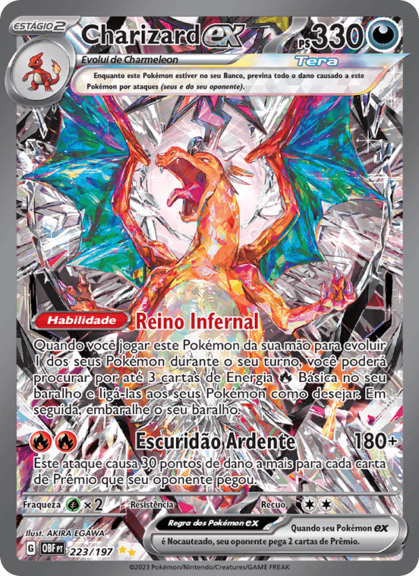 Charizard ex, carta 223 de Obsidiana em Chamas