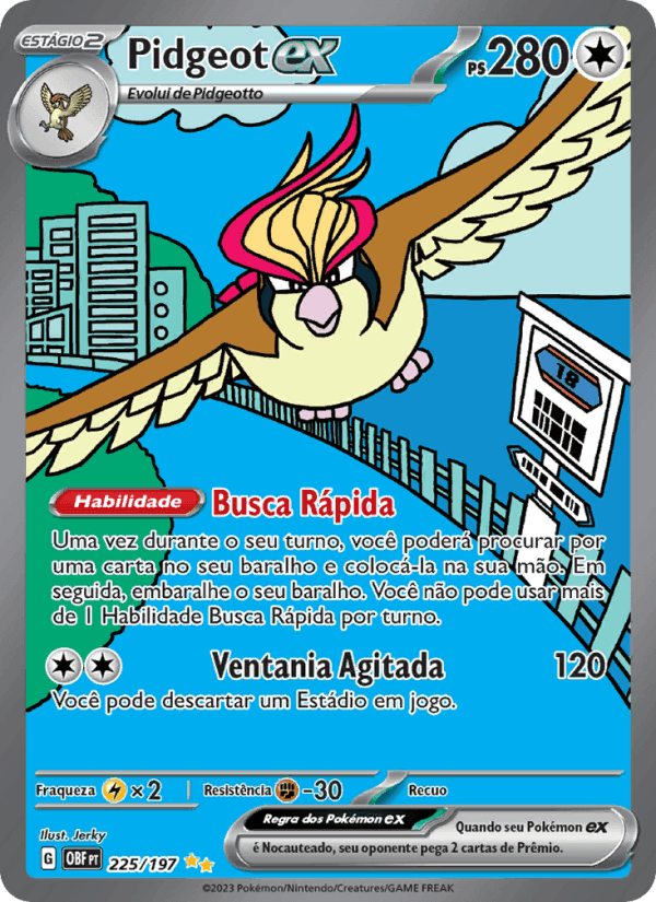 Pidgeot ex, carta 225 di Obsidiana em Chamas