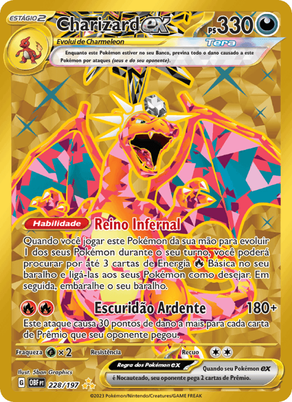 Charizard ex, carta 228 de Obsidiana em Chamas