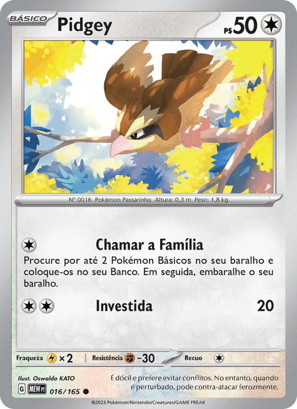 Pidgey, carta 016 de 151