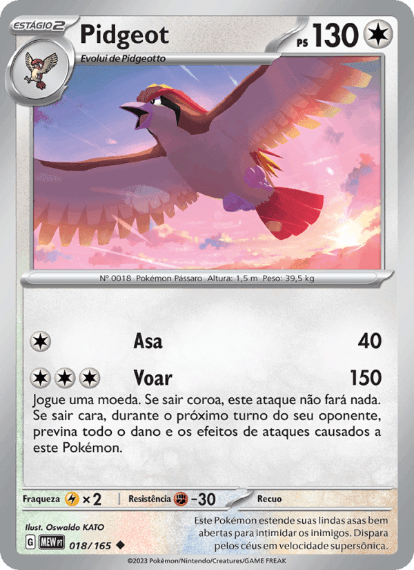 Pidgeot, carta 018 de 151