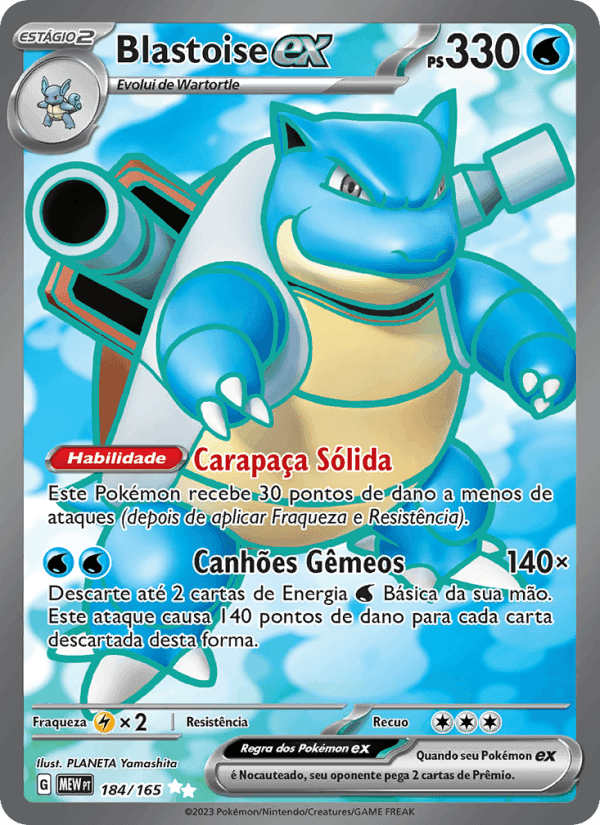 Blastoise ex, carta 184 de 151