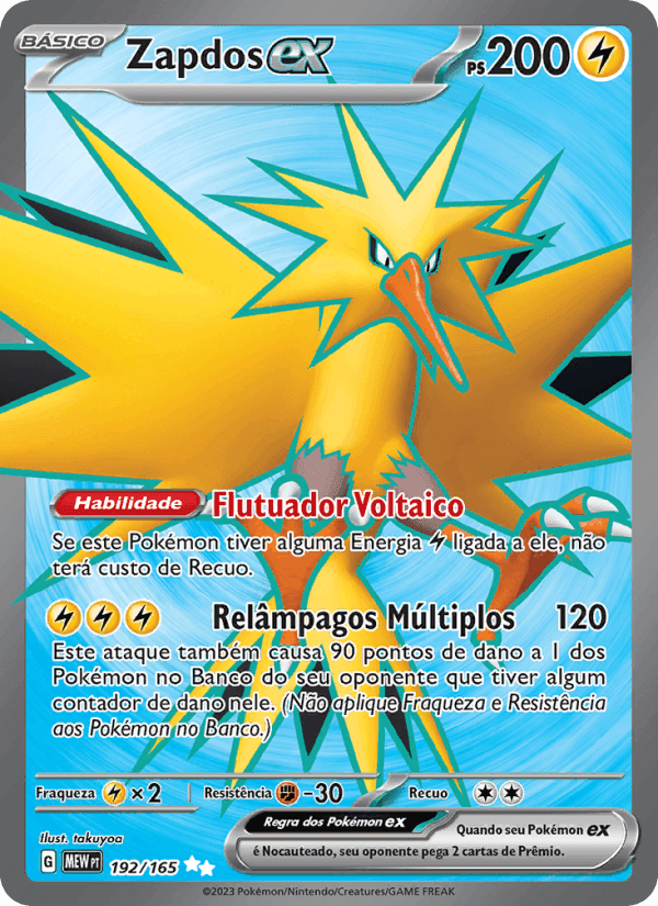 Zapdos ex, carta 192 de 151