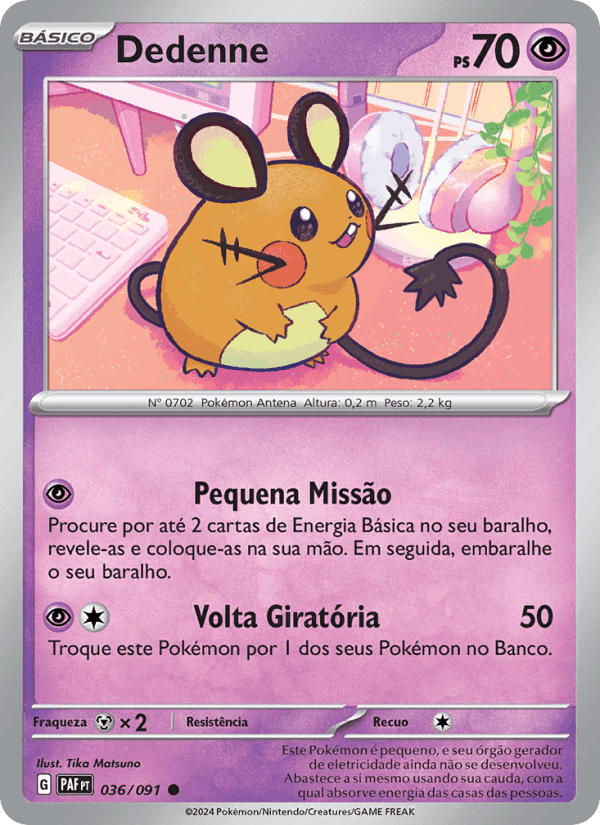 Dedenne, carta 036 de Destinos de Paldea