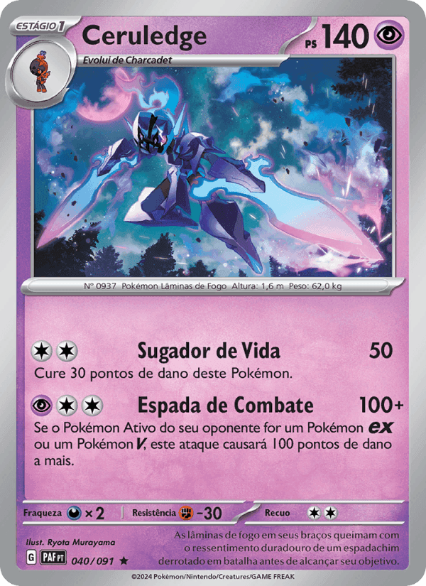 Ceruledge, carta 040 de Destinos de Paldea