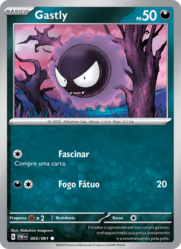 Gastly, carta 055 de Destinos de Paldea
