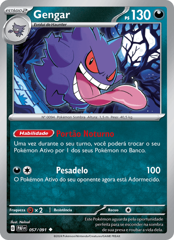 Gengar, carta 057 de Destinos de Paldea
