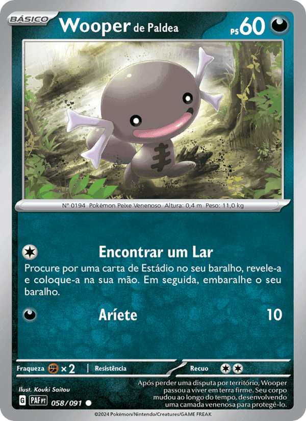 Wooper de Paldea, carta 058 de Destinos de Paldea