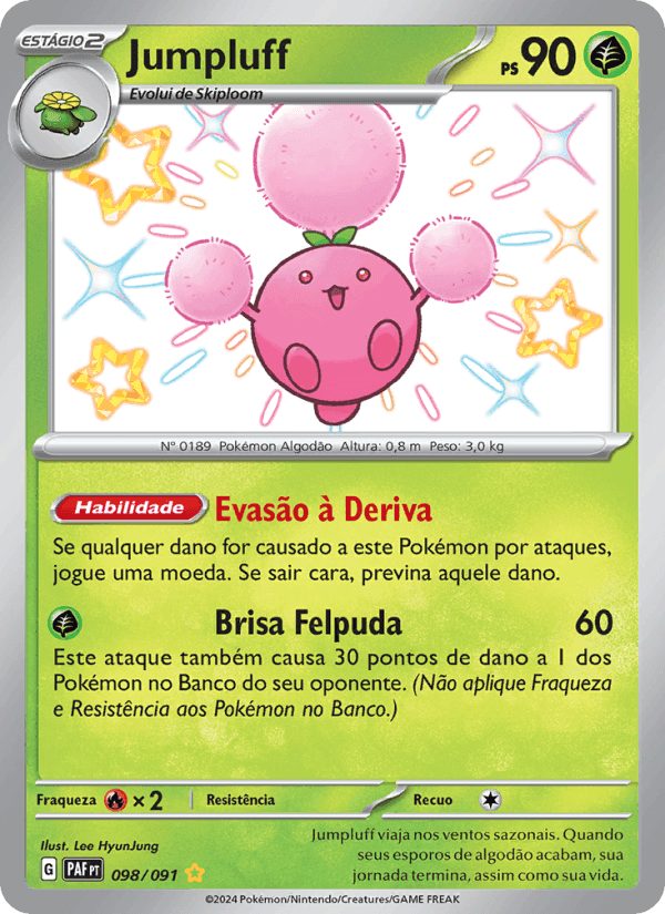 Jumpluff, card 098 from Destinos de Paldea