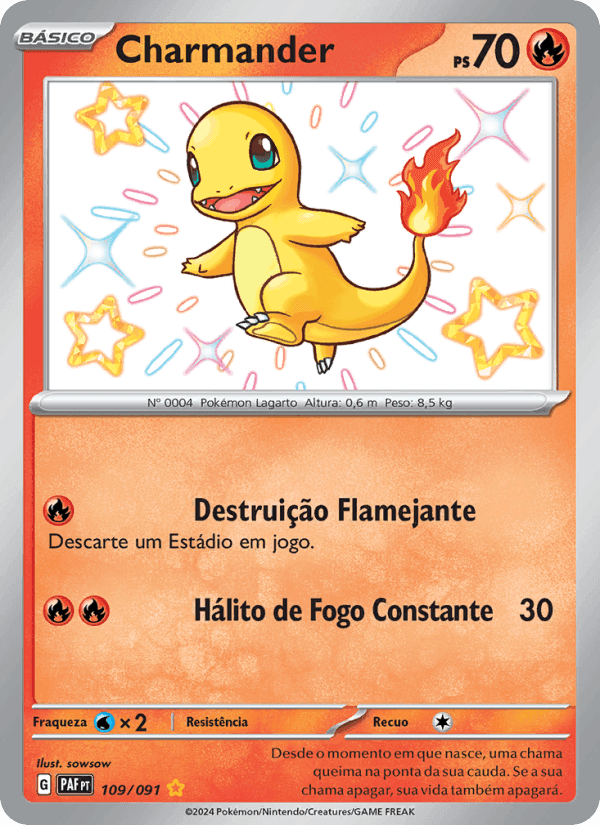 Charmander, carte 109 de Destinos de Paldea