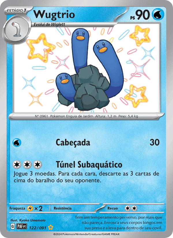 Wugtrio, card 122 from Destinos de Paldea