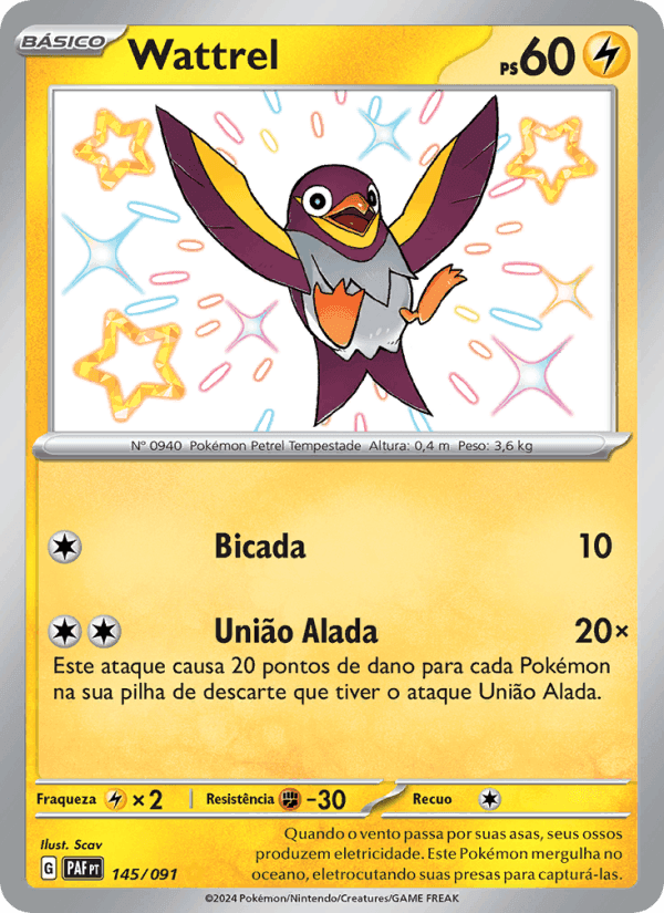 Wattrel, card 145 from Destinos de Paldea