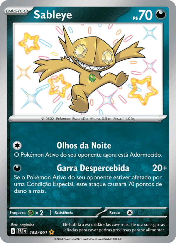 Sableye, card 184 from Destinos de Paldea